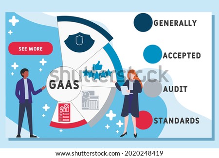 Vector website design template . GAAS - Generally Accepted Audit Standards acronym. business concept. illustration for website banner, marketing materials, business presentation, online advertising.