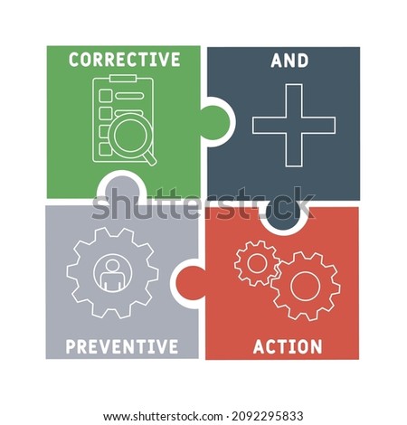 CAPA - Corrective and preventive action acronym. business concept background.  vector illustration concept with keywords and icons. lettering illustration with icons for web banner, flyer, landing
