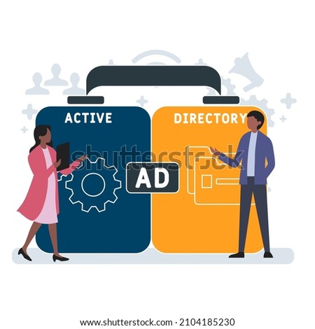 AD - Active Directory acronym. business concept background.  vector illustration concept with keywords and icons. lettering illustration with icons for web banner, flyer, landing pag