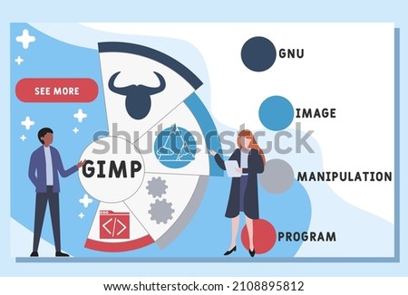 GIMP - Gnu Image Manipulation Program  acronym. business concept background. vector illustration concept with keywords and icons. lettering illustration with icons for web banner, flyer, landing pag