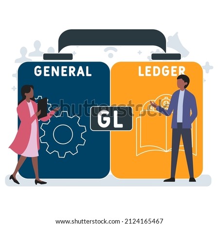GL - General Ledger acronym. business concept background.  vector illustration concept with keywords and icons. lettering illustration with icons for web banner, flyer, landing pag