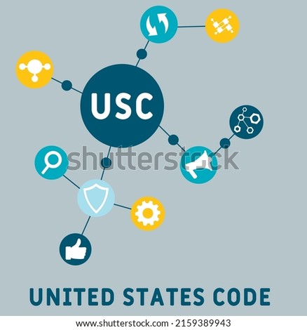 USC - United States Code acronym. business concept background. vector illustration concept with keywords and icons. lettering illustration with icons for web banner, flyer, landing pag