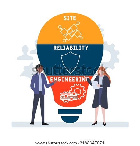 SRE - Site Reliability Engineering acronym. business concept background. vector illustration concept with keywords and icons. lettering illustration with icons for web banner, flyer, landing pag