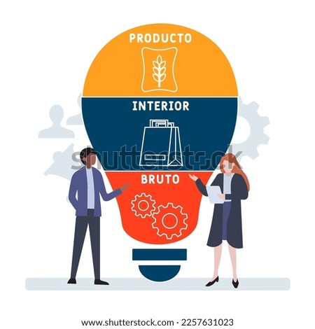 PIB - Producto Interior Bruto acronym. business concept background.  vector illustration concept with keywords and icons. lettering illustration with icons for web banner, flyer, landing
