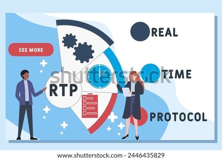 RTP - Real Time Protocol acronym. business concept background. vector illustration concept with keywords and icons. lettering illustration with icon	