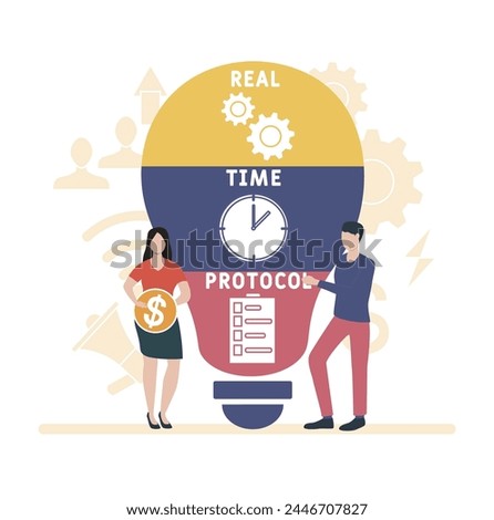 RTP - Real Time Protocol acronym. business concept background. vector illustration concept with keywords and icons. lettering illustration with icon