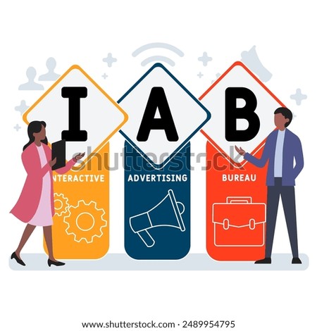 IAB - interactive advertising bureau acronym, concept background. vector illustration concept with keywords and icons. lettering illustration with icons for web banner, flyer