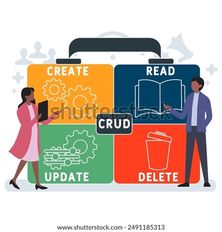 CRUD - Create Read Update Delete acronym. business concept background. vector illustration concept with keywords and icons. lettering illustration with icons for web banner, flyer, landing pag