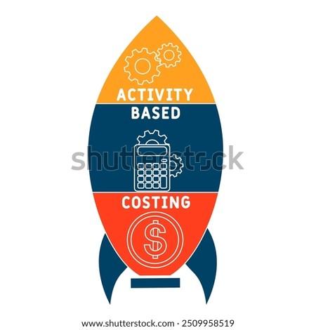 ABC - activity based costing acronym. business concept background. vector illustration concept with keywords and icons. lettering illustration with icons for web banner, flyer, landing