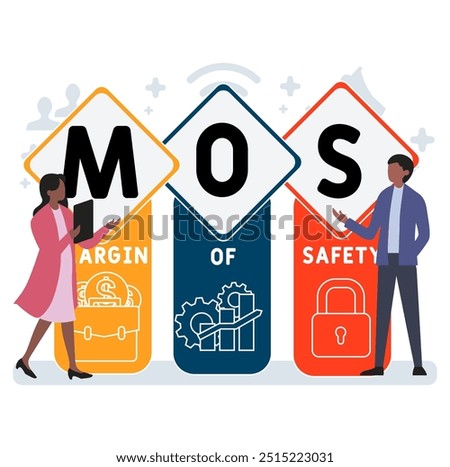 MOS - margin of safety acronym. business concept background. vector illustration concept with keywords and icons. lettering illustration with icons for web banner, flyer, landing