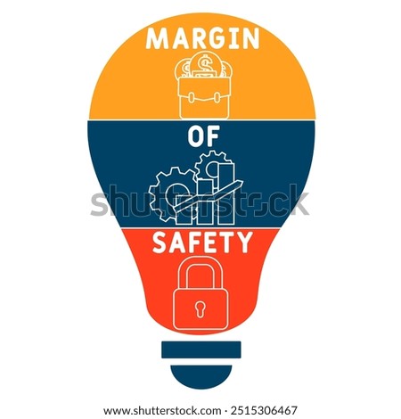 MOS - margin of safety acronym. business concept background. vector illustration concept with keywords and icons. lettering illustration with icons for web banner, flyer, landing