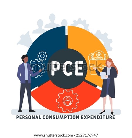 PCE - Personal Consumption Expenditure acronym. business concept background. vector illustration concept with keywords and icons. lettering illustration with icons for web banner, flyer, landing