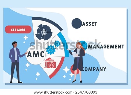 AMC - Asset Management Company acronym. business concept background. vector illustration concept with keywords and icons. lettering illustration with icons for web banner, flyer, landing pag