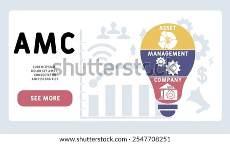 AMC - Asset Management Company acronym. business concept background. vector illustration concept with keywords and icons. lettering illustration with icons for web banner, flyer, landing pag