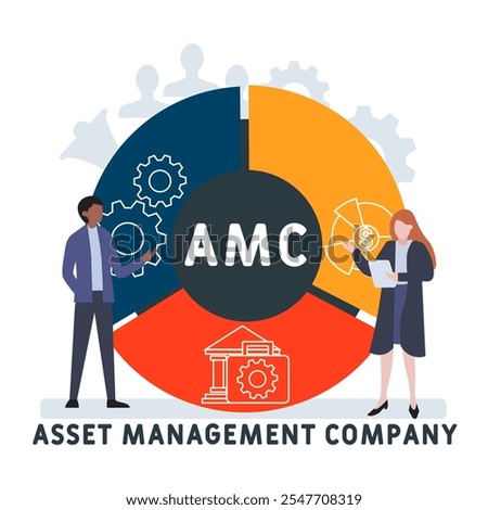 AMC - Asset Management Company acronym. business concept background. vector illustration concept with keywords and icons. lettering illustration with icons for web banner, flyer, landing pag