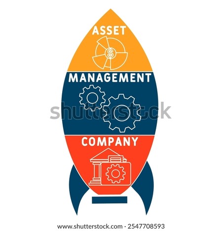 AMC - Asset Management Company acronym. business concept background. vector illustration concept with keywords and icons. lettering illustration with icons for web banner, flyer, landing pag