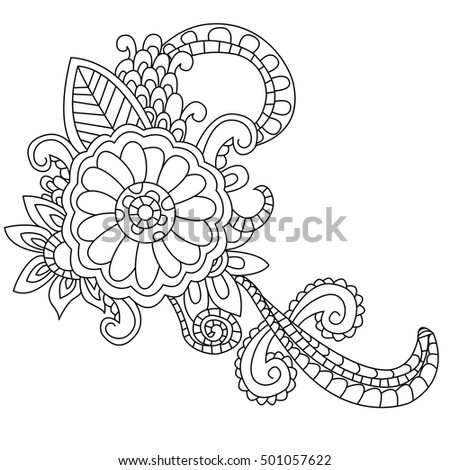 Flower Coloring Book For Adults Vector Illustration Anti Stress Adult Zentangle