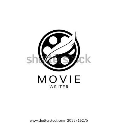 movie writer cinema film production with quill feather pen logo design