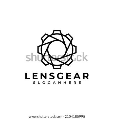 lens and gear logo design vector