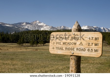 Sign on a Hiking Trail in Rocky Mountain National Park