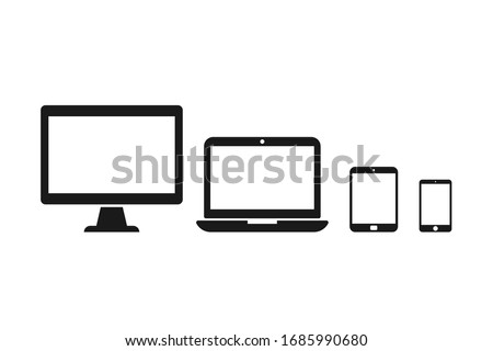 Collection of Desktop computer , laptop tablet and Smartphone icons vector color editable