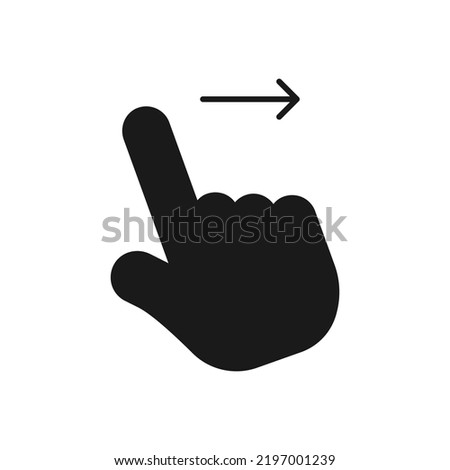 swipe right icon, slide finger, unlock phone action, line symbol set on white background - editable color