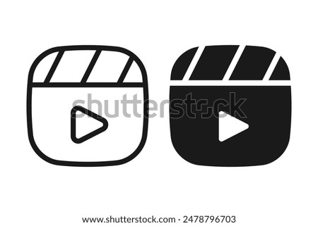 Clapperboard icon vector. Board clap for video clip scene start. isolated on blank background
