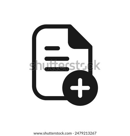 new document icon, vector illustration of add paper 