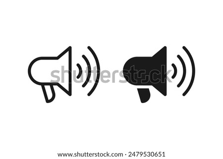 Megaphone icon set. Electric megaphone symbol with sound. Loudspeaker megaphone. Advertising concept. 