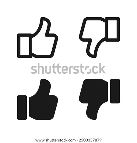 Thumbs up and thumbs down. Social media concept. Like and dislike. Vector illustration. color editable