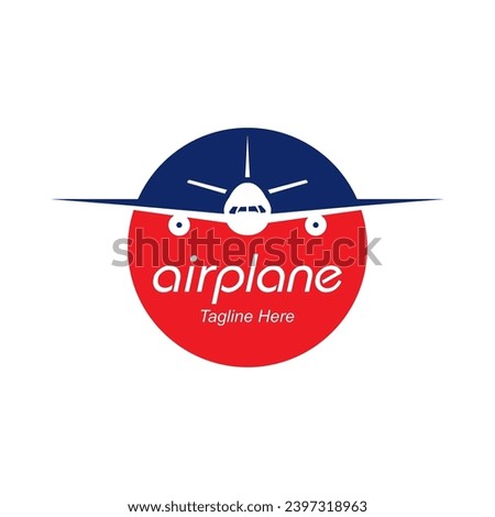 Negative Space Air Plane Logo Design Template With Circle.