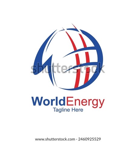 World Energy Logo Design Template. Ecology and Environmental design elements for sustainable energy development. world eco-innovation, green energy on earth global solution with electricity.