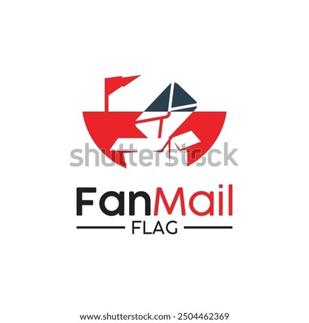 Fan Mail Flag Logo Design Template. The Mail Drop  a Box.