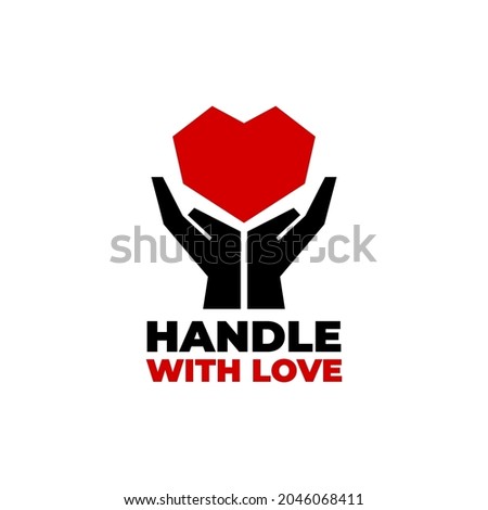 illustration of a hands lifting a love symbol. good for any business related to love, heart or for 'handle with care' sign.