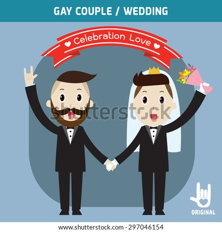 gay wedding couples holding hands.spouse,\
groom people couple character cartoon,vector illustration,\
wedding invitation card template,