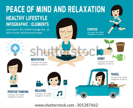 Peace of mind to relax healthy lifestyle.\
meditating,relieve health,infographic element,\
health care concept,\
vector,flat icons design,\
medical illustration