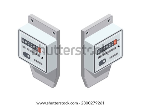 Electric energy meter. power supply meter.  Isometric vector.