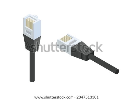 Isometric LAN cable network internet. illustrator vector