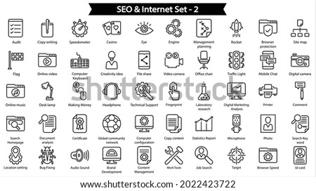 SEO internet 2 Line Icon Set, Line Icon Set