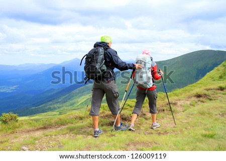 Summer hiking in the mountains.