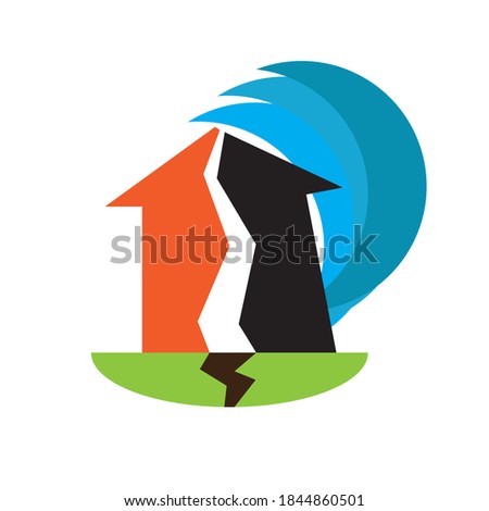 Earthquake disaster illustration design, houses are damaged due to shocks. vector