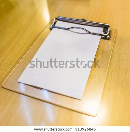 Bill money wood tray white paper blank