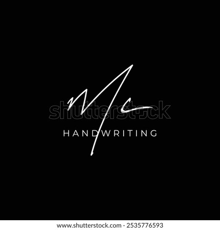 letter MC logo design handwriting signature template vector icon