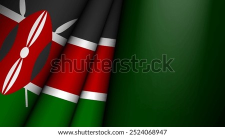 Folded flag of Kenya graphic and label. Element of impact for the use you want to make of it.