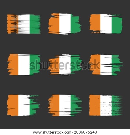 Cote Dlvoire flag brush strokes painted