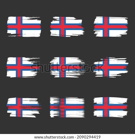 Faroe Islands flag brush strokes painted 