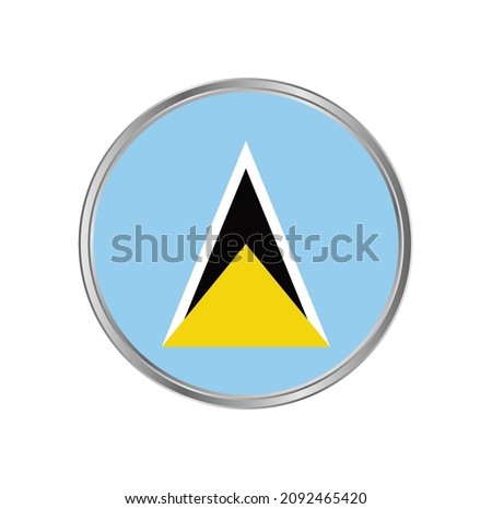 Saint Lucia flag with silver frame vector design