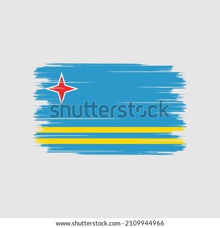 Flag of Aruba with brush style
