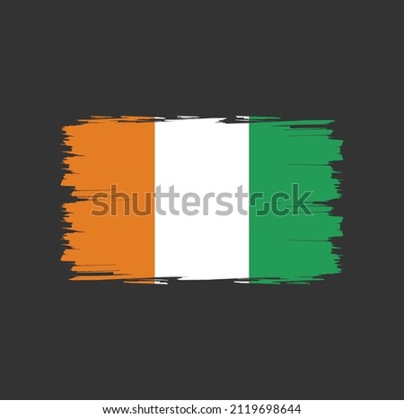 Cote Dlvoire flag with brush stroke background