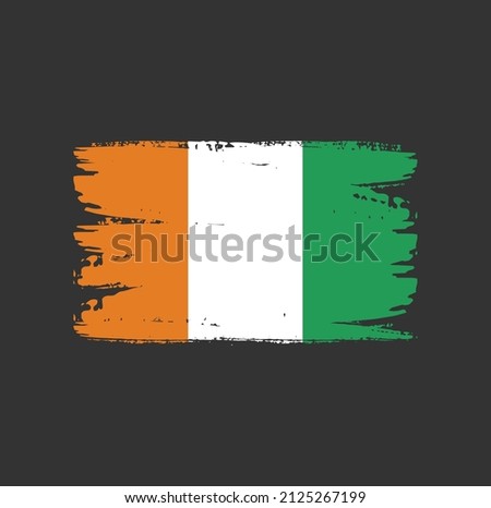 Cote Dlvoire flag brush stroke. National flag